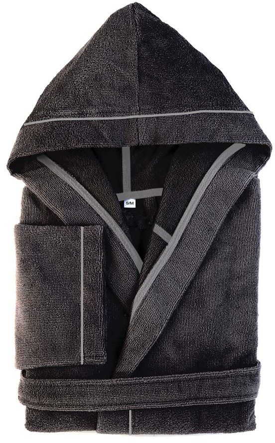 PANA® Frottier Unisex Baumwolle Bademantel mit Kapuze • Saunamantel • Damen Bademantel • Herren Bademantel mit Kapuze • bathrobe men • weiches Material • knielang