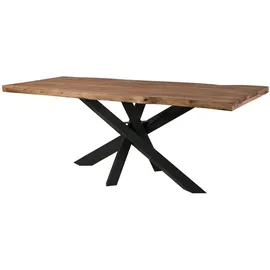 MASSIVMOEBEL24.DE Baumtisch Sheesham 220x100x79 grau gebeizt / Mikado-Beine anthrazit matt FREEFORM 5 - Grau