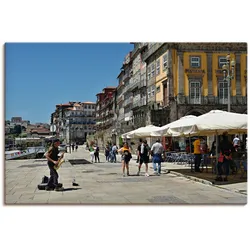 Artland Leinwandbild »Porto - Zona Ribeira - Portugal«, Bilder von Europa, (1 St.), auf Keilrahmen gespannt Artland Farbe Bild(er): blau