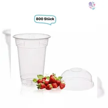 Blanc HYGIENIC SET: Cups, klare Becher 300ml + Deckel ohne Loch - 800 Stück, transparentes recyceltes PET