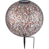 GLOBO Solar Kugelleuchte Außen Solarkugelleuchte Garten, Dekor Stanzungen, antik-silber gold, LED AKKU, DxH 27 x 38 cm