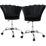 ML-Design Bürostuhl 2Er Set Drehstuhl Höhenverstellbar aus Samt Schwarz