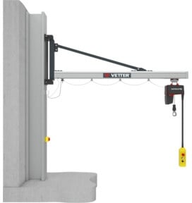 Vetter Wandschwenkkran UNILIFT Standard-Lagerkonsole Elektrokettenzug 250kg, 2,9m