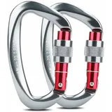 Kletterkarabiner, 2 Stück, Selbstsichernder Karabiner, Aluminium-edelstahl-d-ring-karabiner Zum Klettern Und Abseilen, Hunde Sperren, Hängemattenschaukel, Zelt, Große Größe, Grau