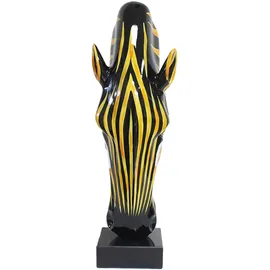 Gilde Skulptur Zebrakopf aus Kunstharz und Marmor - glänzend - orange-schwarz - Höhe 50cm x Breite 19cm