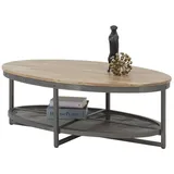 AMD Möbel Mid.you Couchtisch Braun Schwarz Metall Mangoholz massiv oval 71x44x121 cm