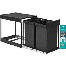 Songmics Einbaumülleimer LTB951B01, ab 37,4cm Schrankbreite, Metall, 2x 20 Liter