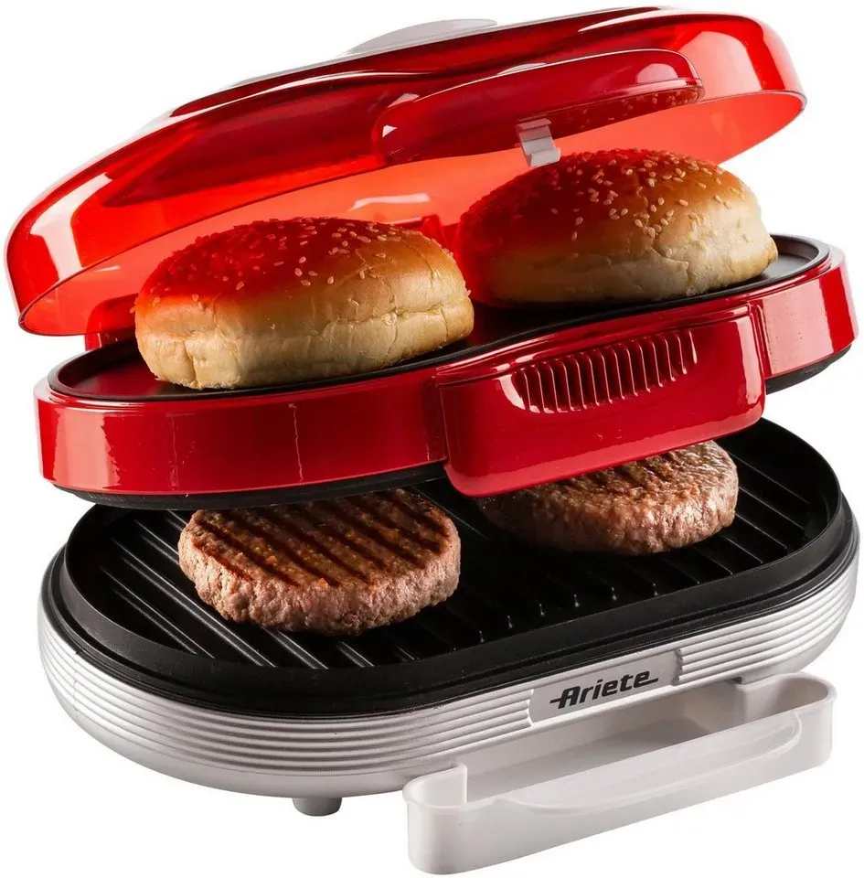 Ariete Kontaktgrill 0205R Party Time Hambuger Maker, rot, 1200 W rot