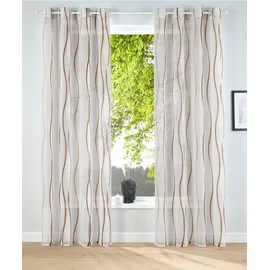 OTTO home Gardine OTTO HOME "Dimona" Gr. 5, beige (creme, schoko), B:140cm H:265cm, Voile, Polyester, Gardinen, Gardine, 2-er Set, transparent, Voile, Polyester, Wellen