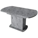 OKWISH Esstisch Ausziehbarer Esstisch (Arbeitstisch, Schreibtisch,Küchentisch, 1-St., 2 Staufächer und 1 Aufbewahrungsschränke), ovaler, ausziehbar 110-130cm Tischplatte,mit Stauraum grau