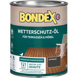 BONDEX Wetterschutz-Öl für Aussen, UV-Schutz, matt, wasserabweisend, Anthrazit, 0,75 l