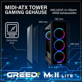 Greed MK2 Lite Gaming PC Intel Core i5 10400F 4,3 GHz 16 GB RAM 512 GB SSD GeForce RTX 3050 Win 11 Pro