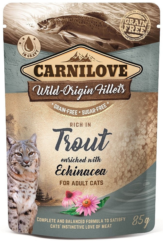 CARNILOVE Trout & Echinacea 24 x 85 g Katzennassfutter Forelle und Echinacea