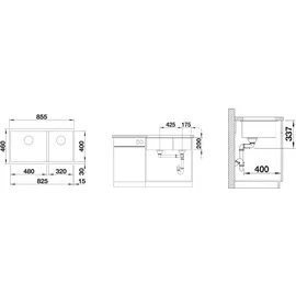 Blanco Subline 480/320-U Silgranit anthrazit Handbetätigung 825 x 460 mm