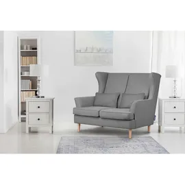 Konsimo Couch Flachgewebe 2-Sitzer Grau
