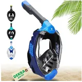 Khroom Schnorchel Schnorchelmaske Erwachsene / Kinder, CO2 sicher, Vollgesichtsmaske (DEKRA geprüft), Seaview X blau ab 1,60m (L/XL)