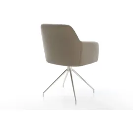 DeLife Esszimmerstuhl Greg-Flex Echt-Leder Schlamm Kreuzgestell konisch Edelstahl Taschenfederkern, Esszimmerstühle