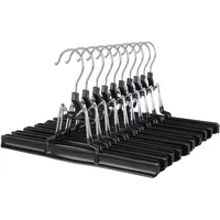 Songmics Hosenbügel 10 Stück aus Metall - Hosenspanner Rockbügel Kleiderbügel Klemmbügel Rockspanner um 360°drehbarer Haken für Röcke, Hosen Schwarz CRI07B-10