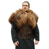 Battle-Merchant – Berserker Fellumhang – Wikinger Schulterfell – Naturfell, Tierfell – für Damen und Herren – Verkleidung, Mittelalter, LARP (Nordlandschnucken-Fell, Braun) - XL