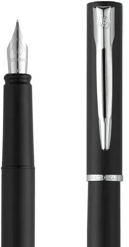 WATERMAN 2068196, Anklippbarer versenkbarer Stift, Schwarz, Edelstahl, Blau, Sta