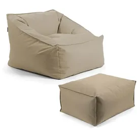 mokebo Relaxliege Textil 80 x 60 x 83 cm Beige/Khaki mit Hocker