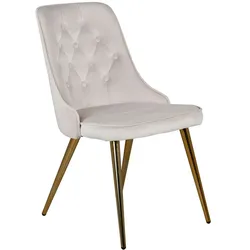 VelvetDeluxe Esszimmerstuhl Velour beige, Messing dekor.