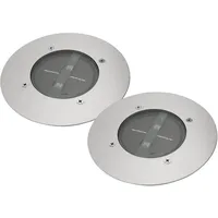 MeineWunschleuchte / Solar LED Bodeneinbaustrahler rund in Edelstahl Glas