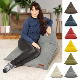 Green Bean Sitzsack 150x100x100cm mit EPS Perlen Füllung - Kuschelig Weich waschbar - Grau