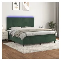 vidaXL Boxspringbett 180 x 200 cm Dunkelgrün