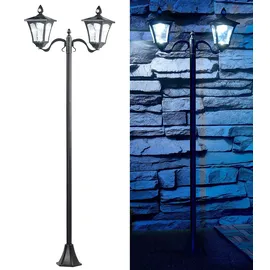 Royal Gardineer Solar-LED-Gartenlaterne 2 flammig spritzwassergeschützt 200 Lumen inkl. Bewegungsmelder und Dämmerungssensor