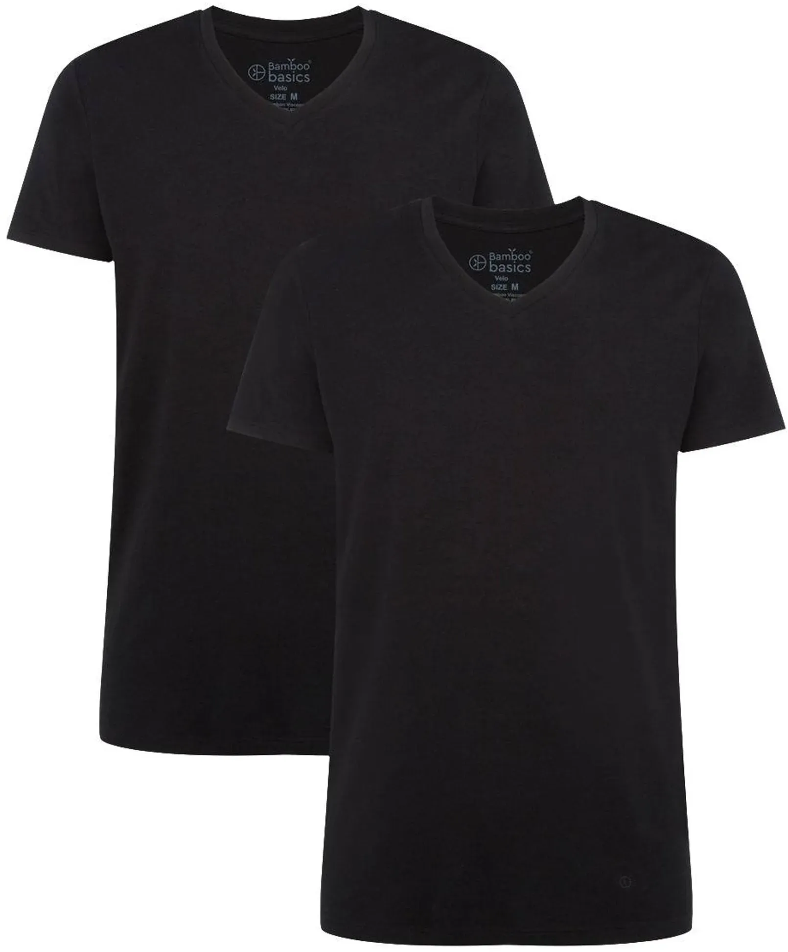 T-Shirt BAMBOO BASICS "T-Shirt VELO 2er Pack", Herren, Gr. M, schwarz, Obermaterial: 68% Viskose CV. 28% Baumwolle CO. 4% Elasthan EL., Kurzarm, Shirts