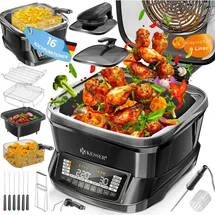 Kesser KESSER® Multikocher Küchengerät mit 16 Programme - Grillen, Backen, Dampfgaren Vorheiz- & Warmhaltefunktion, Schnellkochkopf, Heißluftfritteuse, Reiskocher, Slow Cooker, Joghurtbereiter