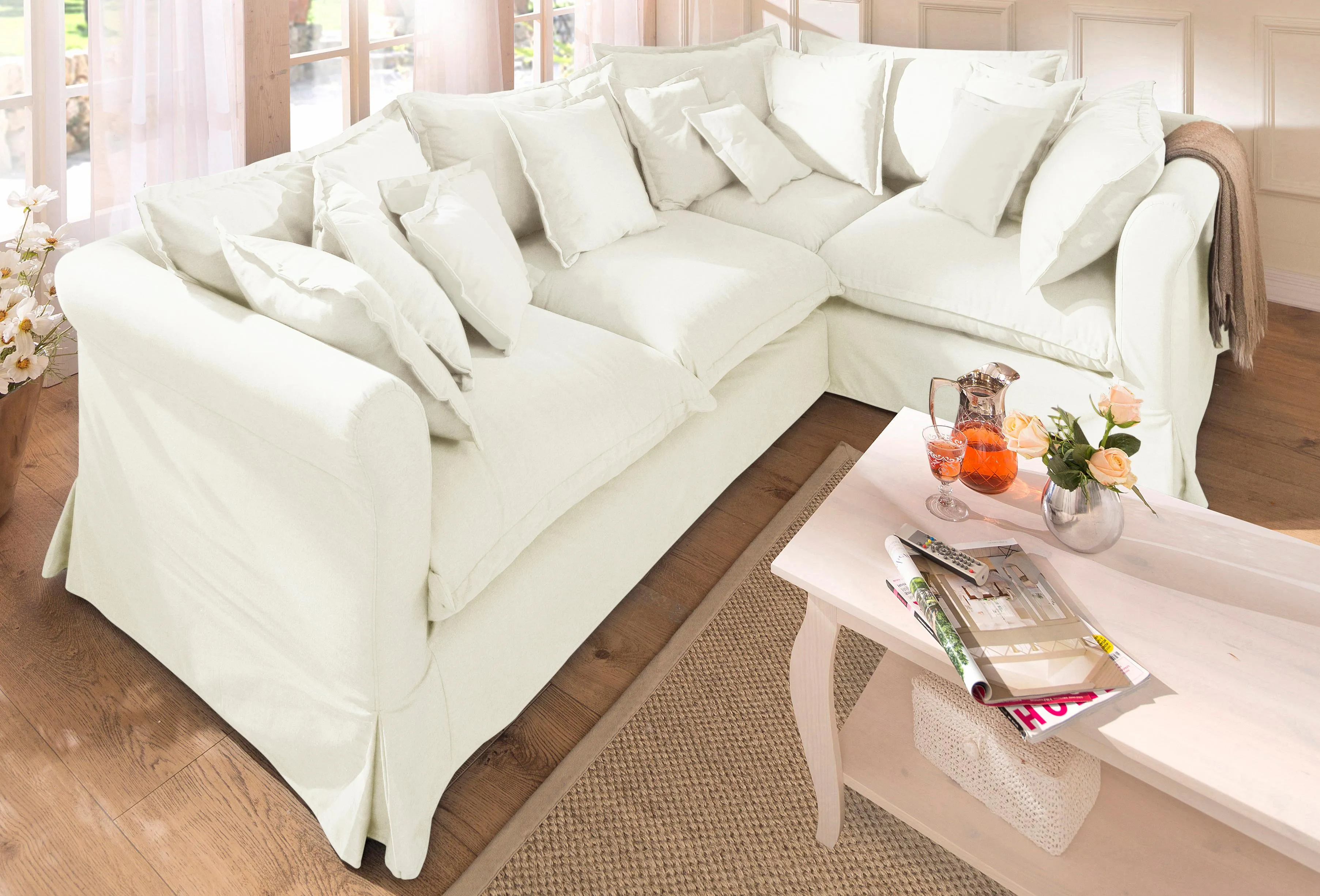 Home affaire Ecksofa »Luise L-Form«, mit vielen losen Kissen und abnehmbarer Husse Home affaire beige