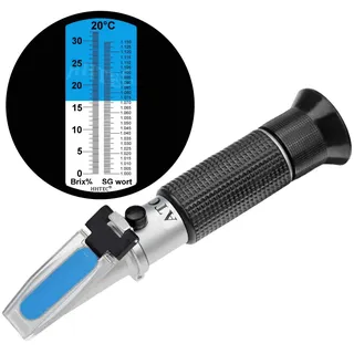 HHTEC Bier Refraktometer 0–32% Brix & SG – für Homebrewing & Bierwürze – Präzise Messung der Stammwürze – mit ATC Temperaturkompensation