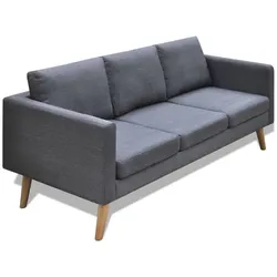 Sofa 3-Sitzer Stoff Dunkelgrau