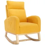 OKWISH Schaukelstuhl Relaxstuhl Schaukelsessel, Teddy Fabric Upholstered Rocking Chair,Für Wohnzimmer/Schlafzimmer gelb