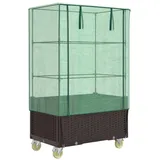 vidaXL Hochbeet mit Aufsatz und Rollen Rattan-Optik 80x50x182 cm