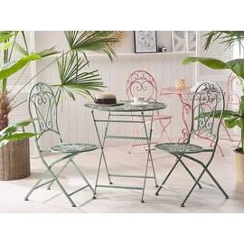 Beliani Bistroset grün Metall 2er Balkon Terrasse Zusammenklappbar Garten romantisch - Grün