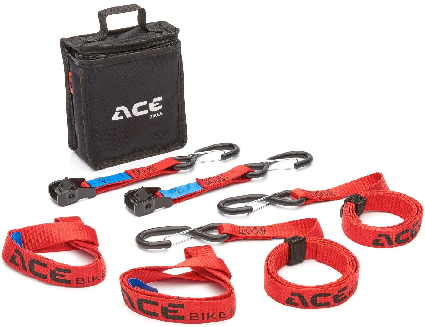 ACEBIKES Strap set Cam Buckle Strap Duo Spanband set, zwart-rood