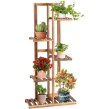 Costway - Pflanzenstaender Freistehendes Blumenregal, Pflanzenregal Holz Blumentreppe Mehrstoeckig, Holzregal Pflanzentreppe Für Drinnen Draussen 5 Ebenen/braun