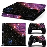 DOTBUY PS4 Skin Aufkleber Sticker Design Folie schützende Haut Schale für Sony Playstation 4 Konsole und 2 Dualshock Controller (Dark Pink Galaxy)