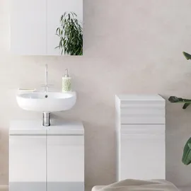 Vicco Midischrank Freddy, Weiß Hochglanz, Badezimmer, Badregal