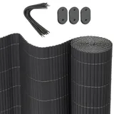 Woltu PVC Sichtschutzmatte 120 x 800 cm (H x L), Sichtschutz Sichtschutzzaun mit Kabelbindern, UV-beständig Wetterfest Windschutz Balkonverkleidung Zaunblende für Garten Balkon Terrasse, Grau