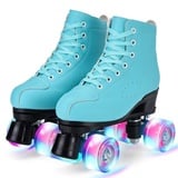 Rollschuhe für Damen und Herren Klassische Leder High Top Zweireihige Skates für Kinder,Jugendliche und Erwachsene Classic Roller,Rollschuhe für Kinder,Quad Skating Outdoor für Mädchen und Jungen(37)