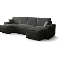 FEDVE Ecksofa Eldon U Form Sofa mit Schlaffunktion Bettkästen Couch Sofagarnitur Grau (Poso 60) - Grau