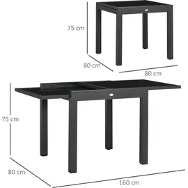 Outsunny Gartentisch 160 x 80 x 75 cm Schwarz