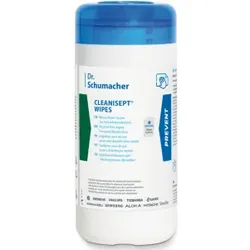 Dr. Schumacher CLEANISEPT WIPES Desinfektionstücher, Alkoholfreie Tücher zur Schnelldesinfektion, 1 Spenderdose = 100 Tücher