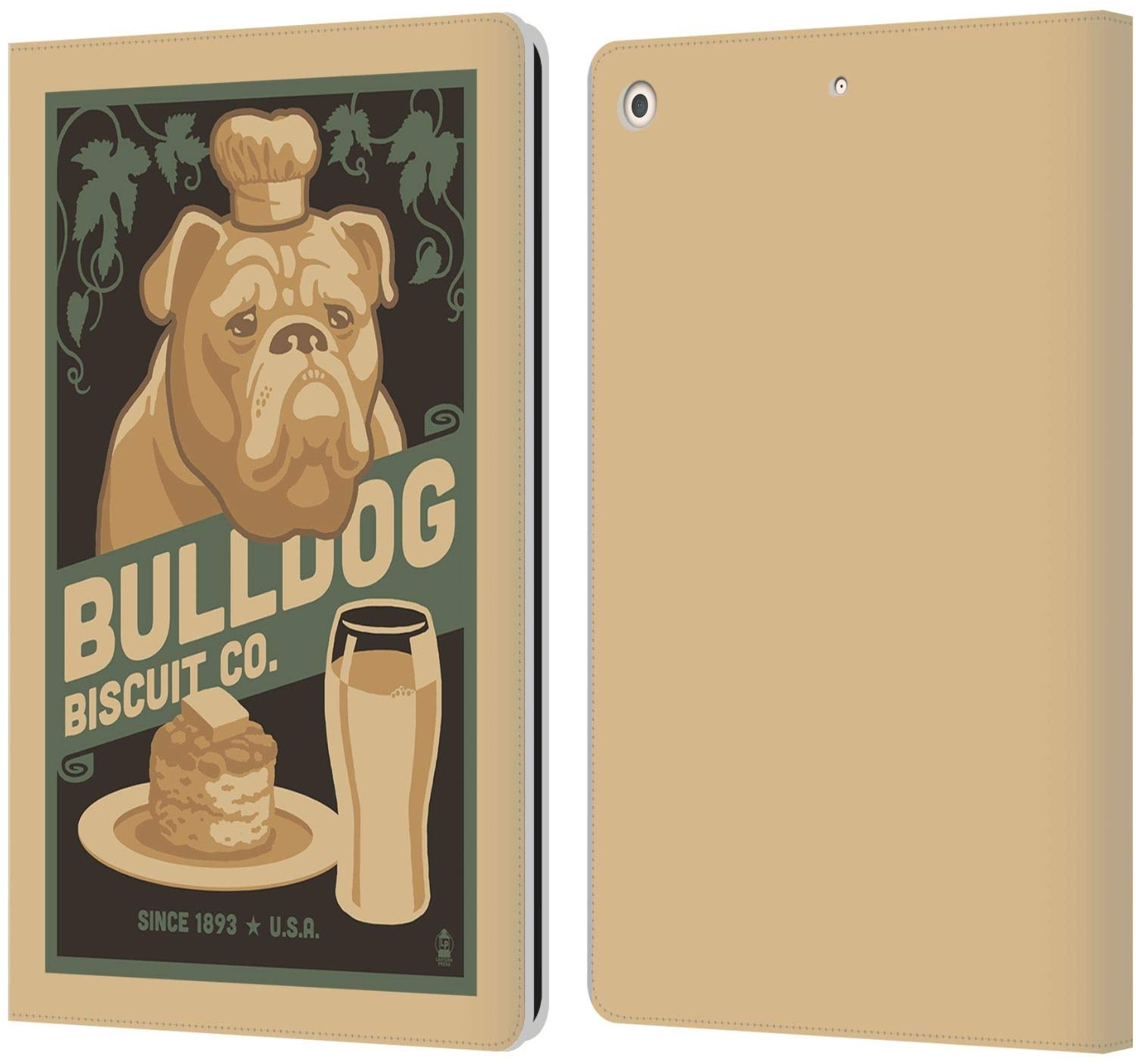 Head Case Designs Offizielle Lantern Press Bulldog Hund Kollektion Leder Brieftaschen Handyhülle Hülle Huelle kompatibel mit Apple iPad 10.2 2019/2020/2021