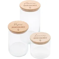 wunderwunsch® - Adventskalender Personalisierte Vorratsgläser mit Gravur - [einzeln - S/M/L - 0,5-1,2 L] - Weihnachtskalender für Männer, Frauen, Mama, Papa, Familie (Mama, mittel - 880ml)
