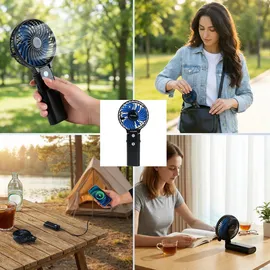 ideoon mobile 2er-Set Leistungsstarker Akku Handventilator 5200mAh Powerbank Tischventilator: USB Reiseventilator, 3 Stufen, Tragbarer Mini Ventilator